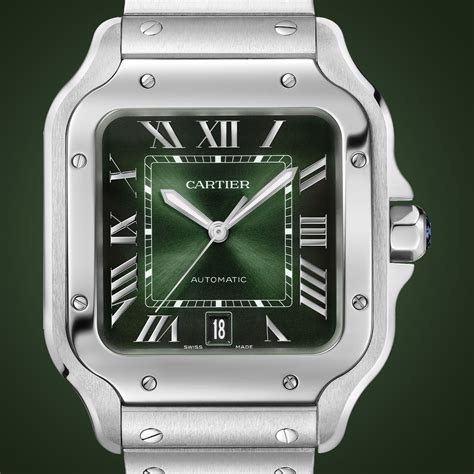 green cartier watch|cartier green dial santos.